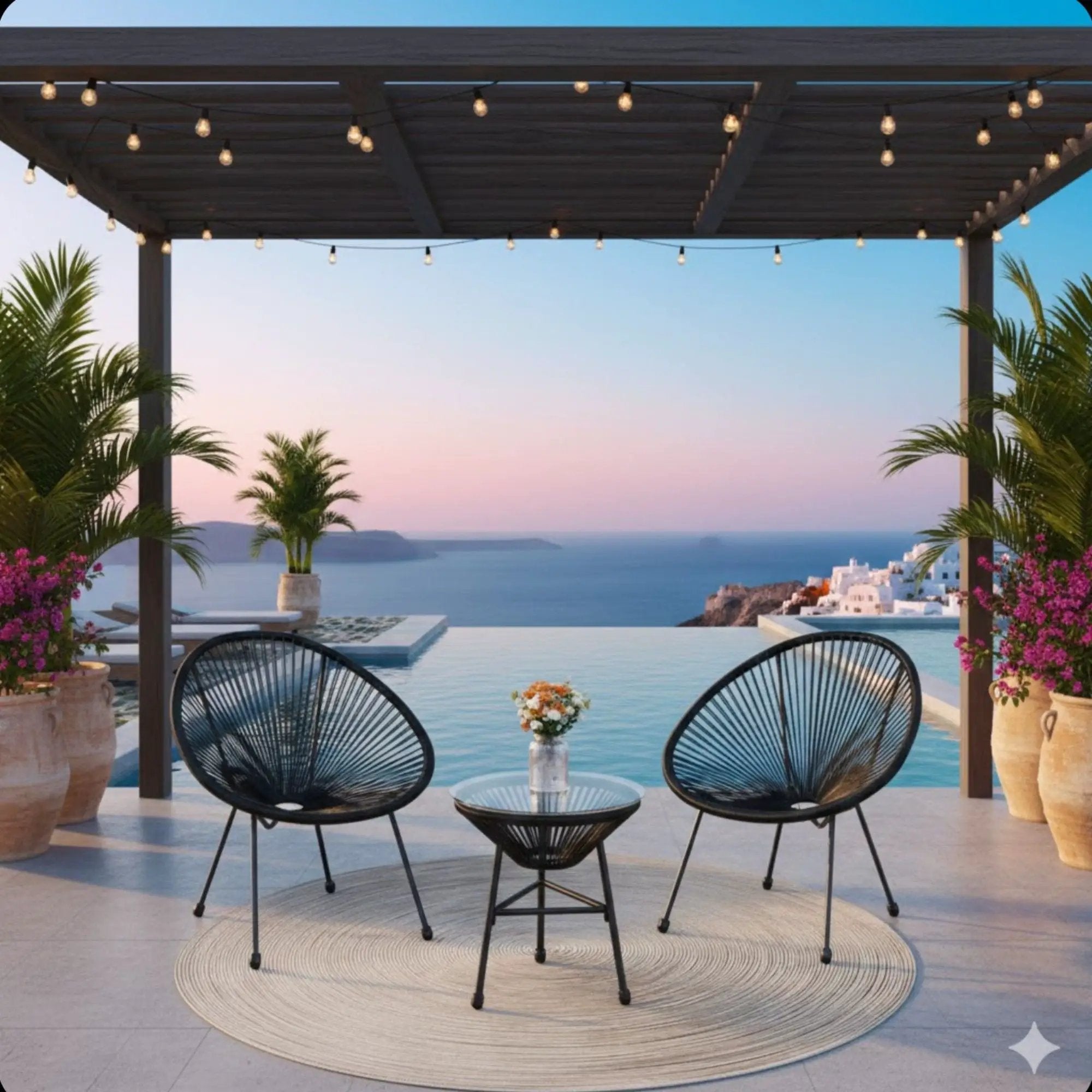 Acapulco Style 3 Piece Patio Bistro Set With Chairs by HouseOfZazla