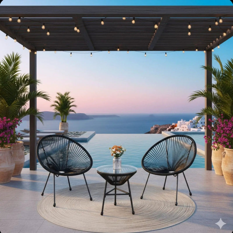 Acapulco Style 3 Piece Patio Bistro Set With Chairs by HouseOfZazla