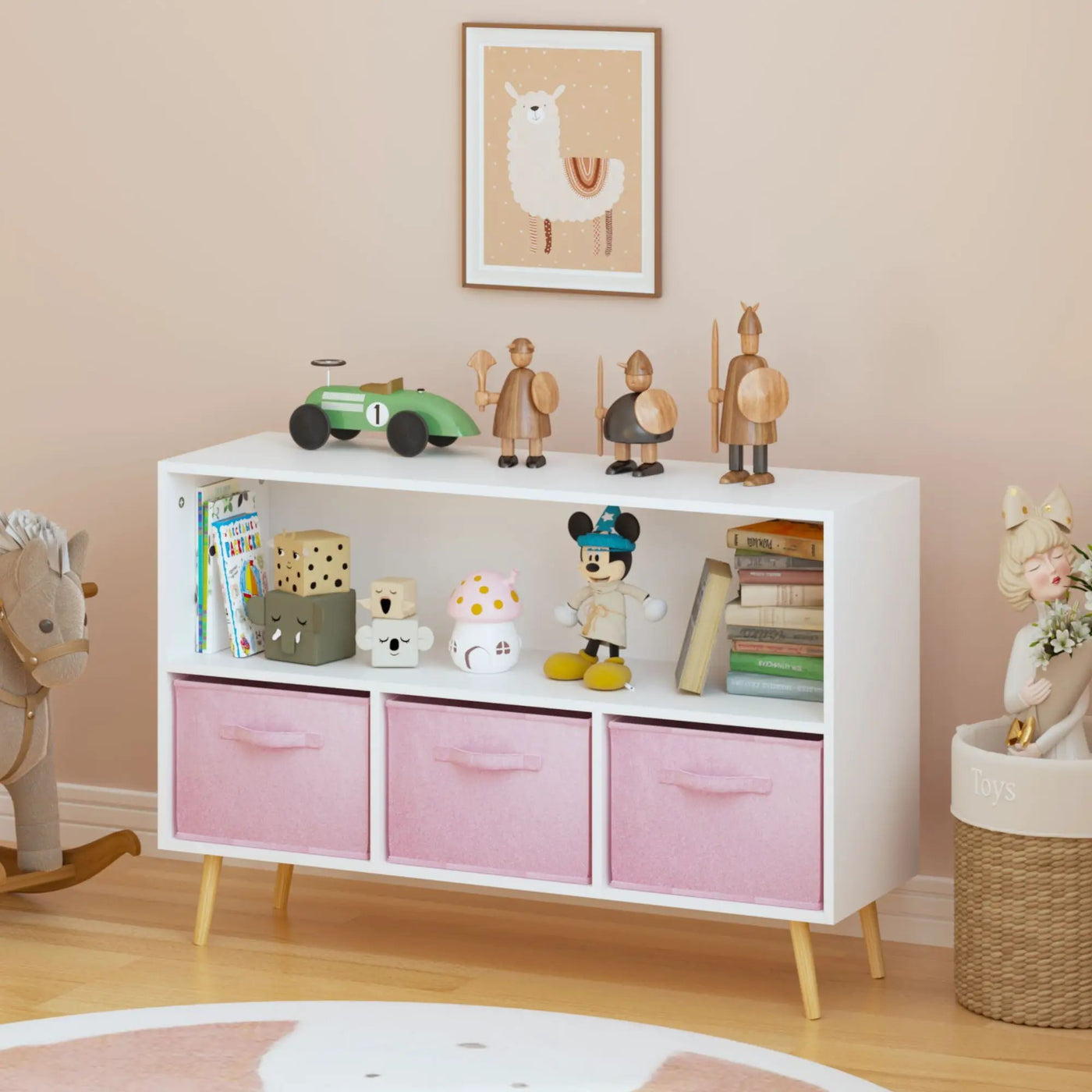 Bookcase With Collapsible Drawers, Book Display Organizer by Unique Piece Furniture