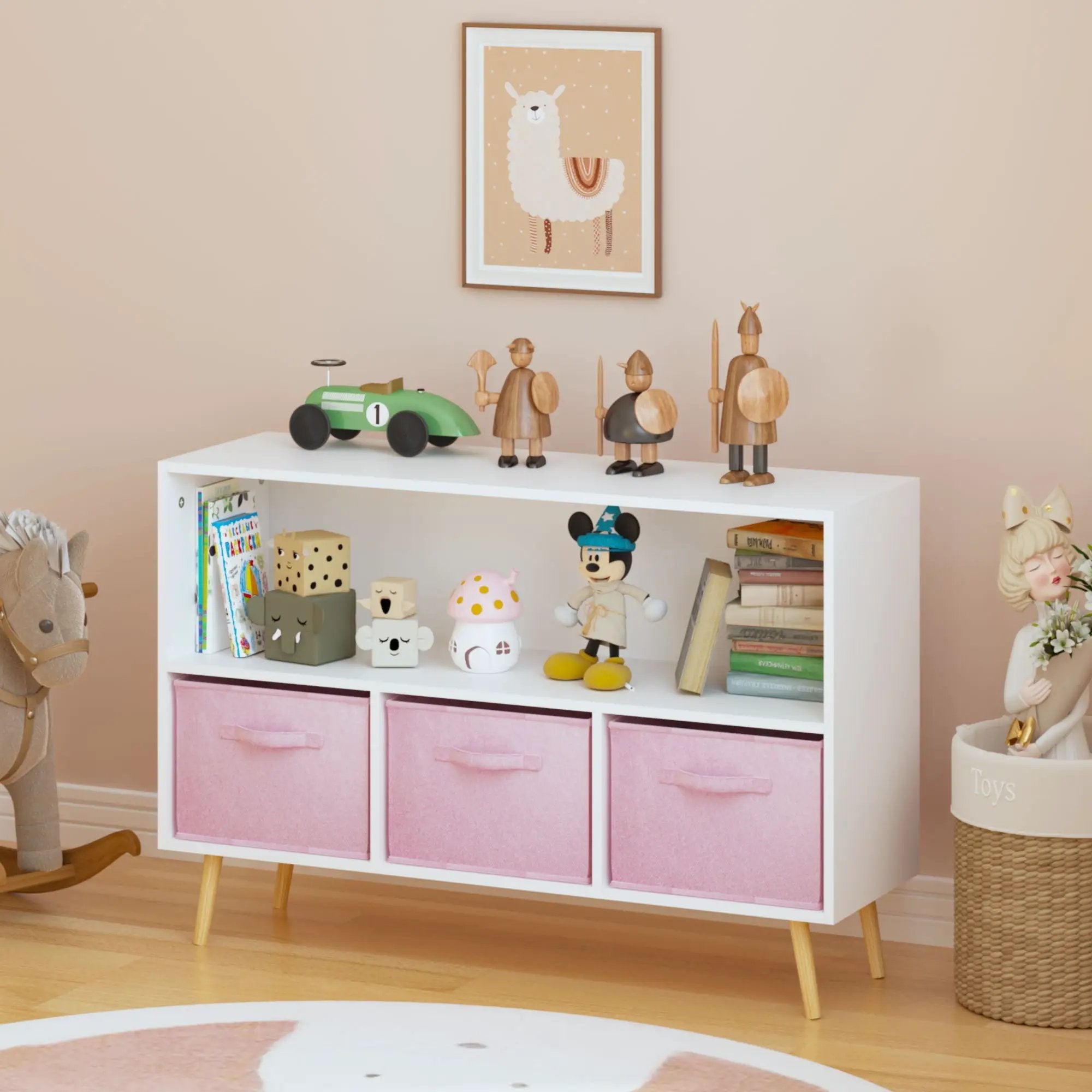 Bookcase With Collapsible Drawers, Book Display Organizer by Unique Piece Furniture