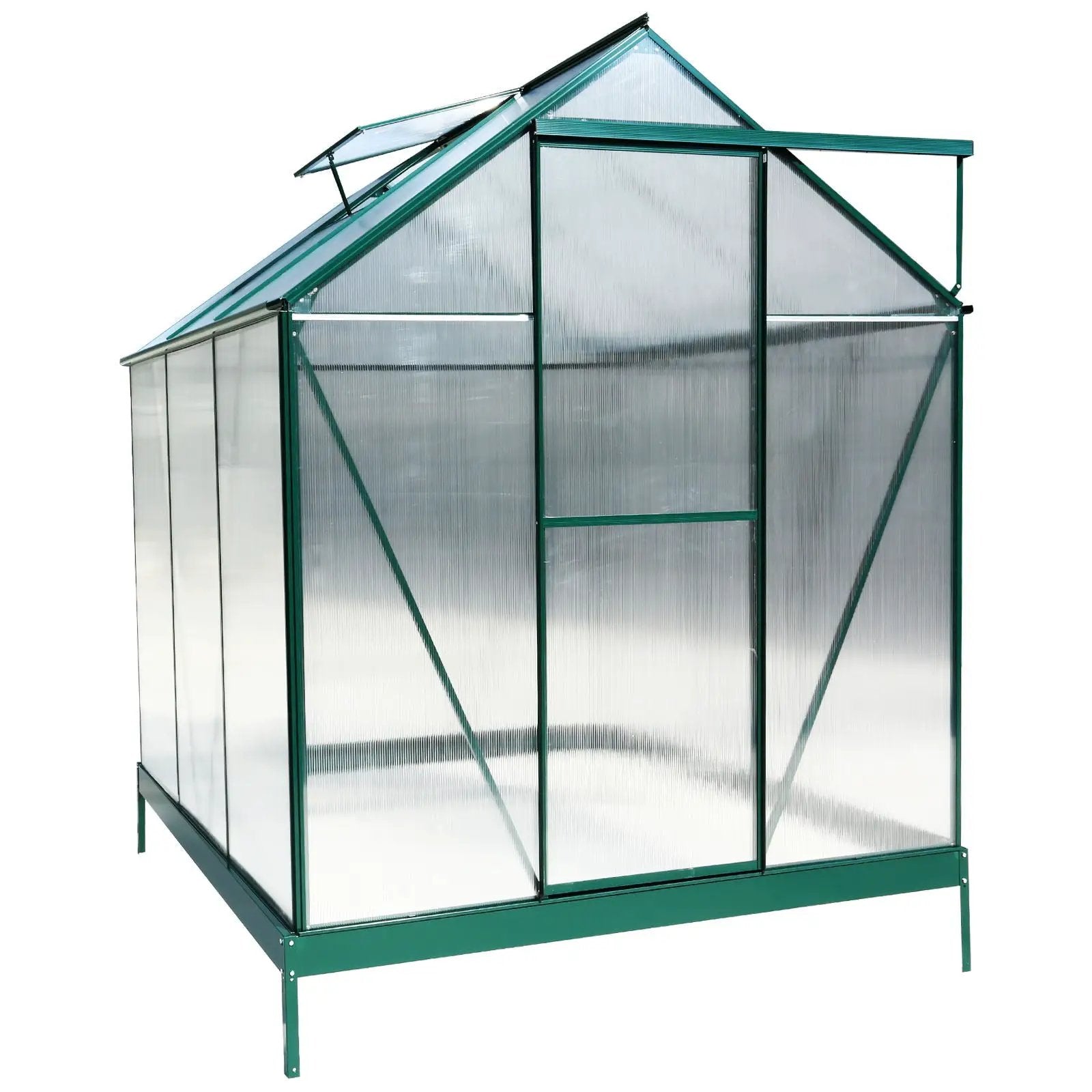Polycarbonate house, Heavy Duty Outdoor Aluminum Walk-In House Kit With Rain Gutter, Vent And Door For Backyard Garden by HouseOfZazla
