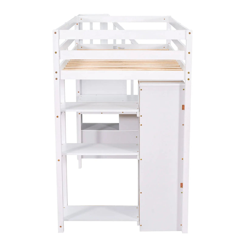 Loft Bed With Storage Drawers, Desk And Stairs With Shelves by HouseOfZazla