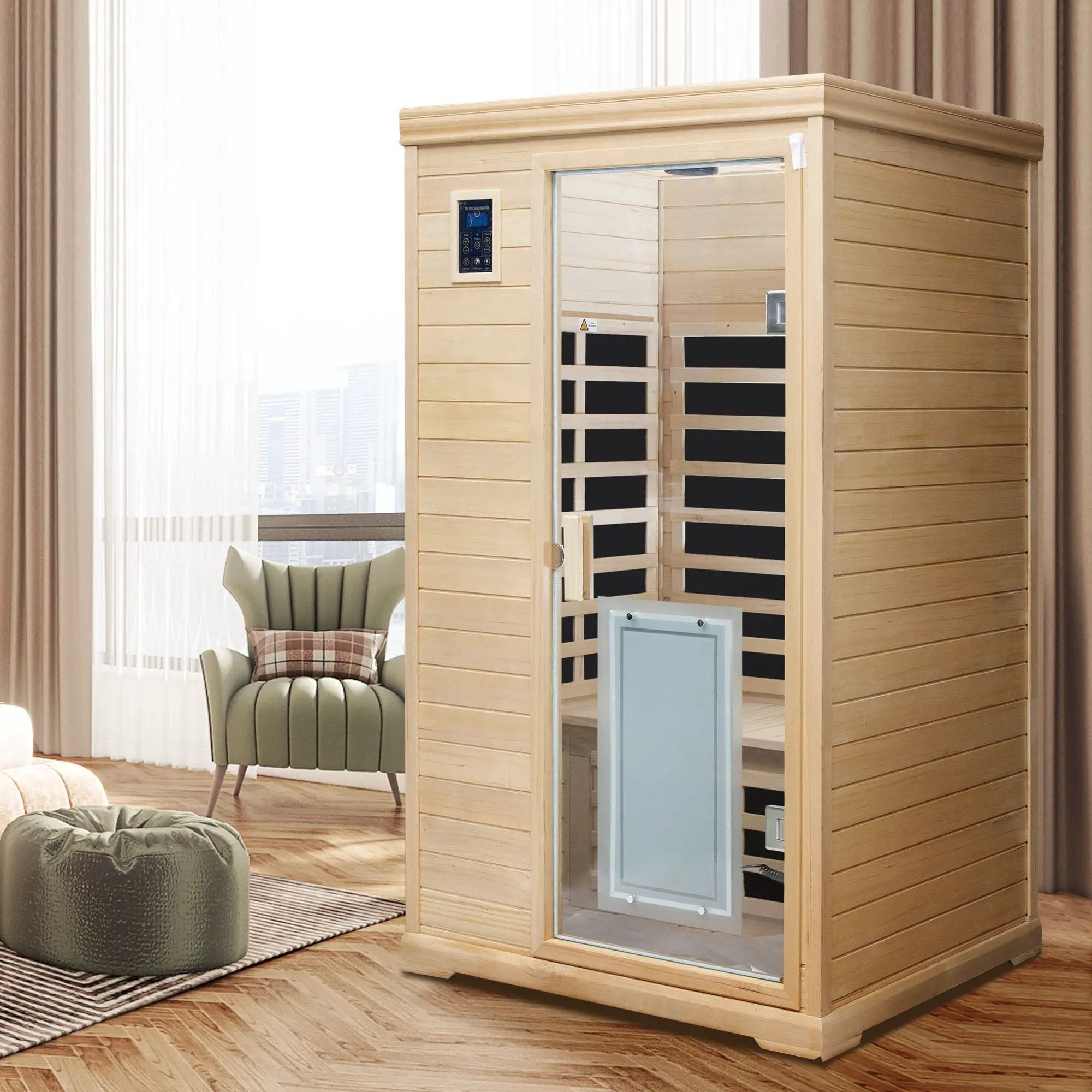 2 Person Far Infrared Hemlock Indoor Sauna Room - Natural by HouseOfZazla