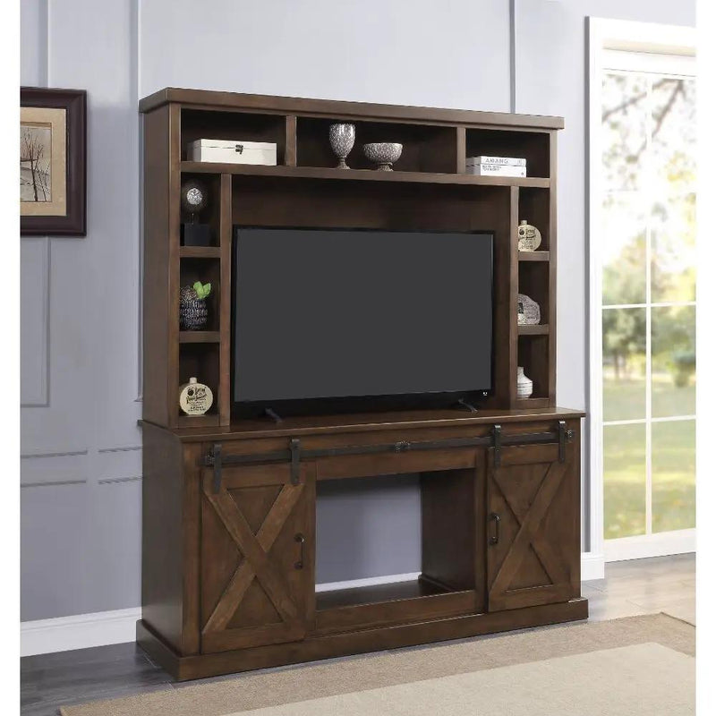 Aksel - Entertainment Center (Include 91617Fir) - Walnut by Unique Piece Furniture