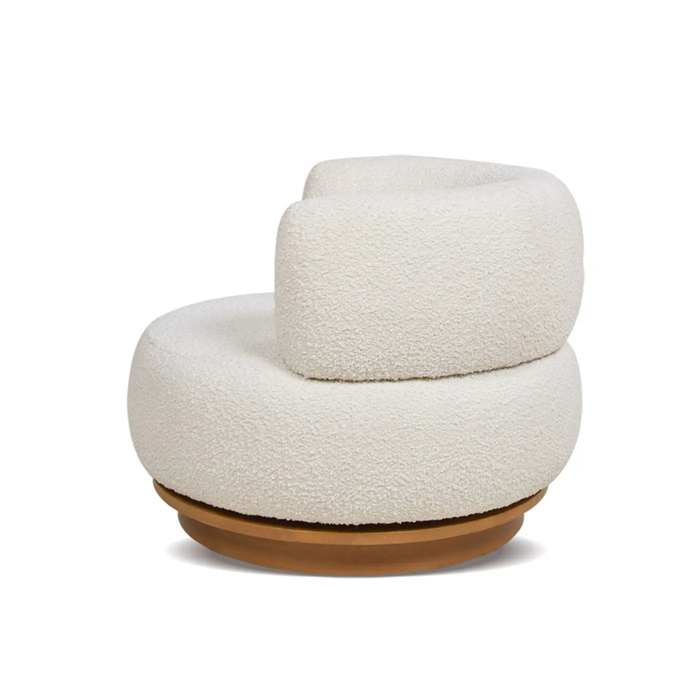 Fuji - 360 Swivel Low Barrel Back Accent Chair - Ivory White by HouseOfZazla
