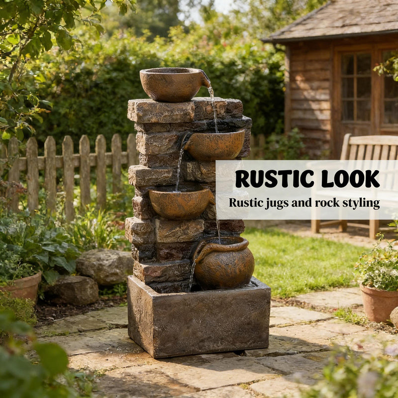 Resin Stacked Stone Bowl Cascade Fountain 28 Inch, photo 4 of 8