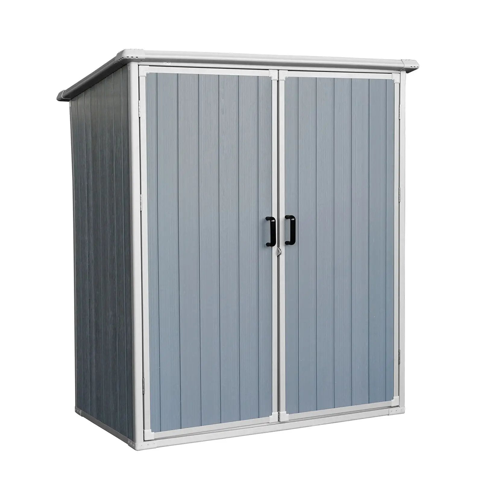 Outdoor Storage Shed Waterproof Resin Cabinet With Lockable Doors For Bikes And Patio Furniture - Gray by HouseOfZazla