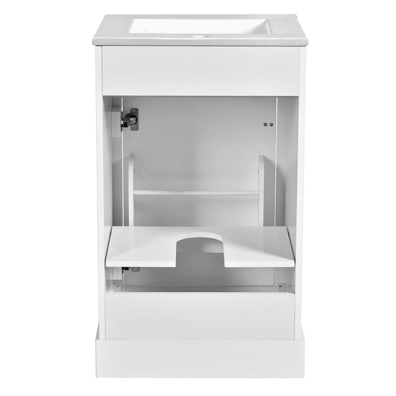 Elegant Bathroom Vanity With Ceramic Sink, Soft Close Door, Adjustable Shelf by HouseOfZazla