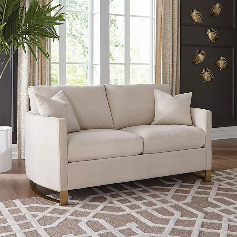 Corliss Upholstered Curved Track Arm Loveseat Beige by Unique Piece Furniture