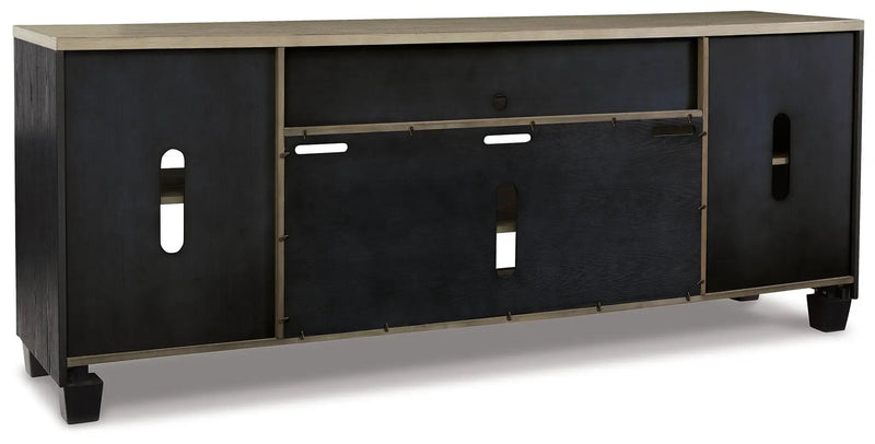Foyland - XL TV Stand w/Fireplace Option - Black / Brown by Unique Piece Furniture
