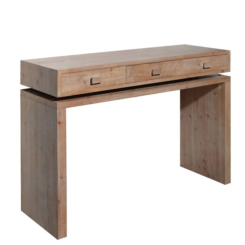 Rustic Wood Console Table With 3 Drawers Entryway Table For Hallway, Foyer, Or Office - Natural / Natural & Light Brown / Natural Wood / Natural Wood Wash / Natural / Rustic by Unique Piece Furniture