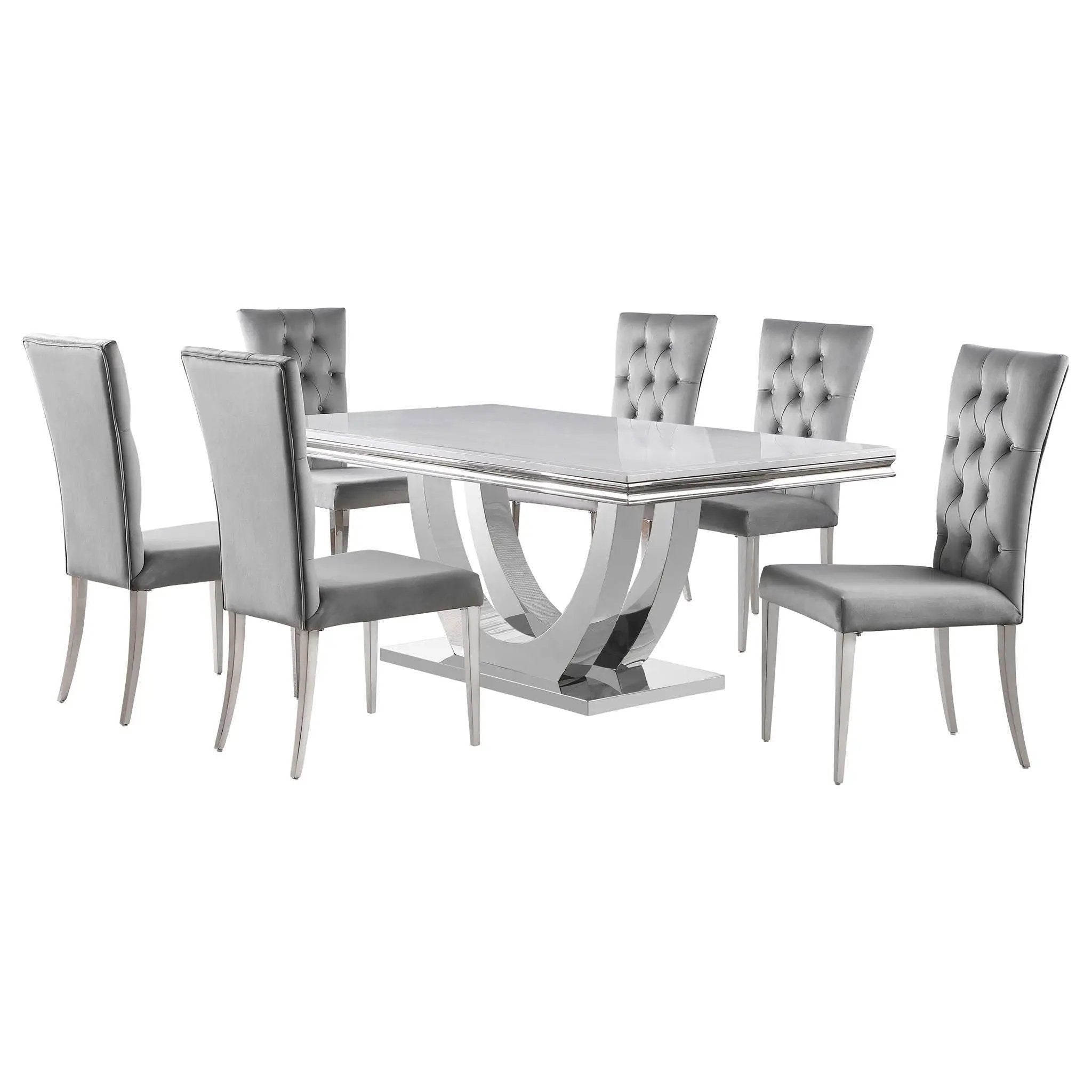 Kerwin 7-piece Rectangular Dining Table Set Grey and Chrome by Unique Piece Furniture
