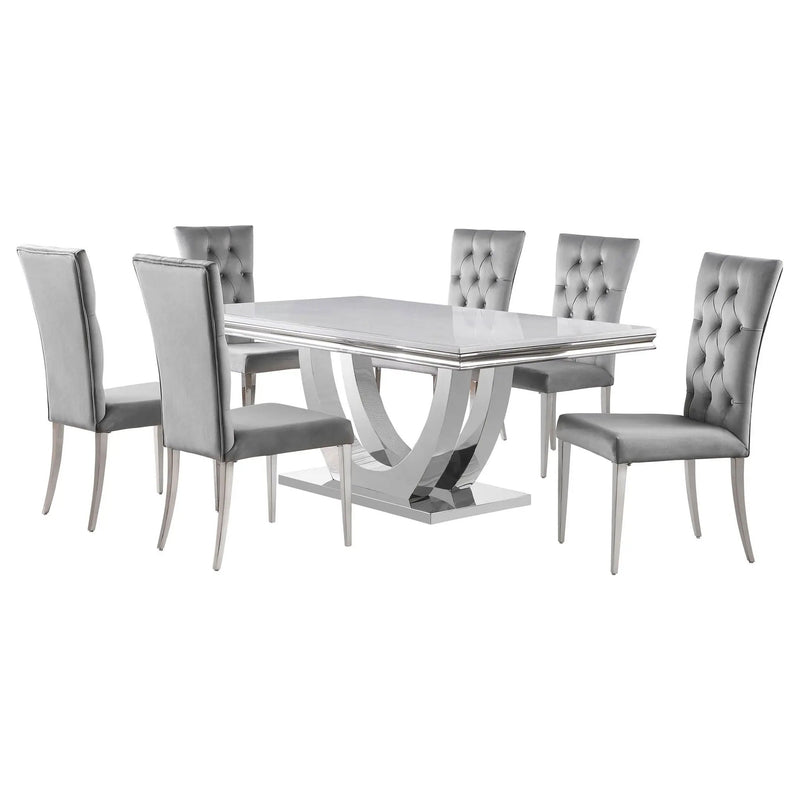 Kerwin 7-piece Rectangular Dining Table Set Grey and Chrome by Unique Piece Furniture