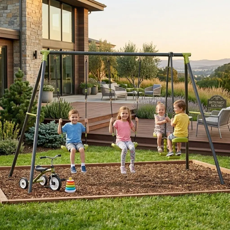 Triple Children Metal Safe Swing Set by HouseOfZazla