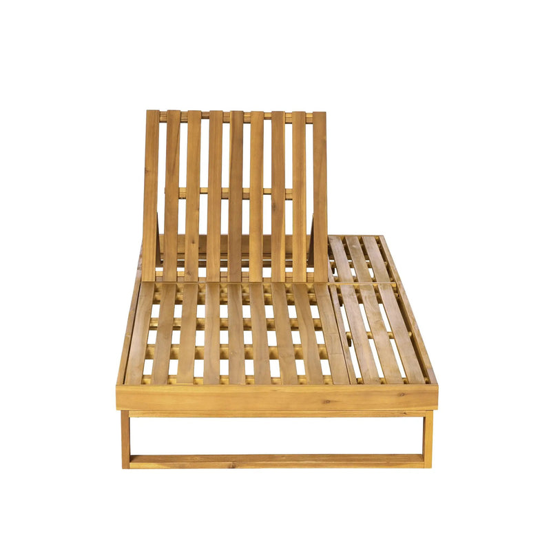 Acacia Wood Chaise Lounge Teak Finish with Adjustable Recliner by HouseOfZazla