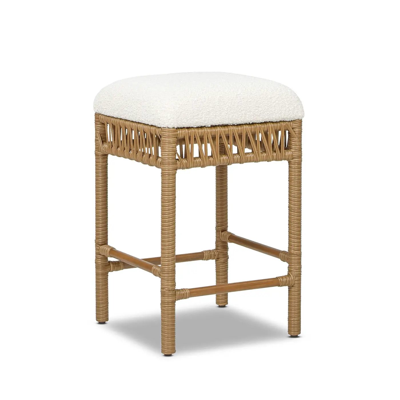 Lucia - Backless Upholstered Counter Stool With Frame - Ivory White by HouseOfZazla