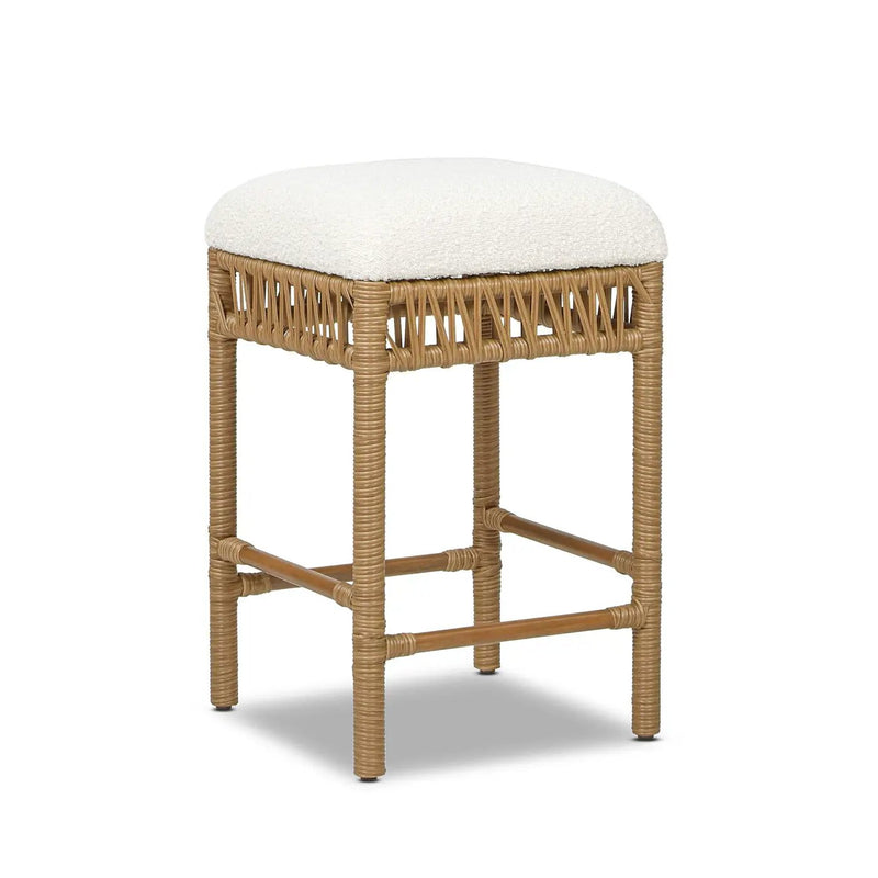 Lucia - Backless Upholstered Counter Stool With Frame - Ivory White by HouseOfZazla