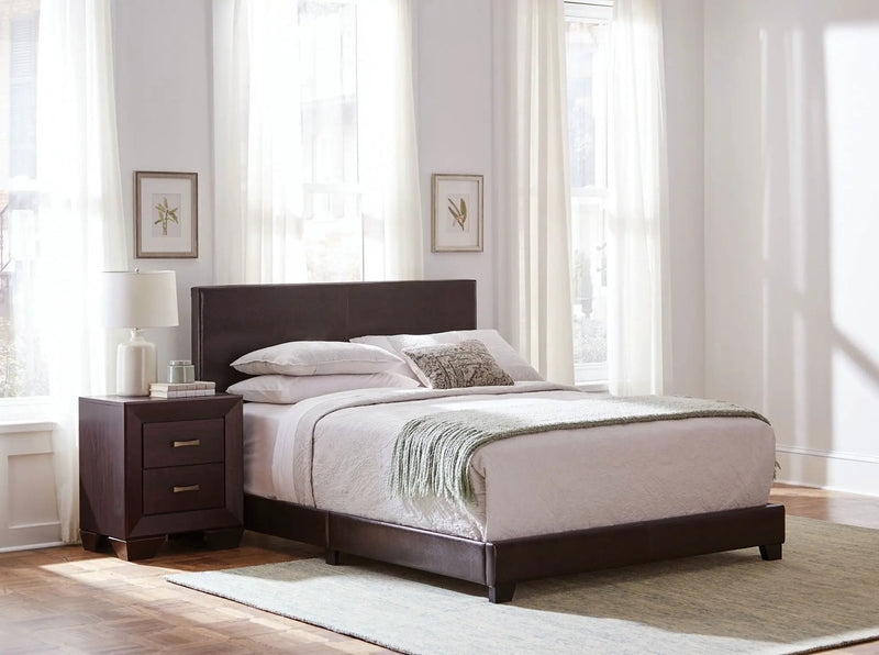 Dorian Faux Leather Upholstered Full Panel Bed Brown by Unique Piece Furniture