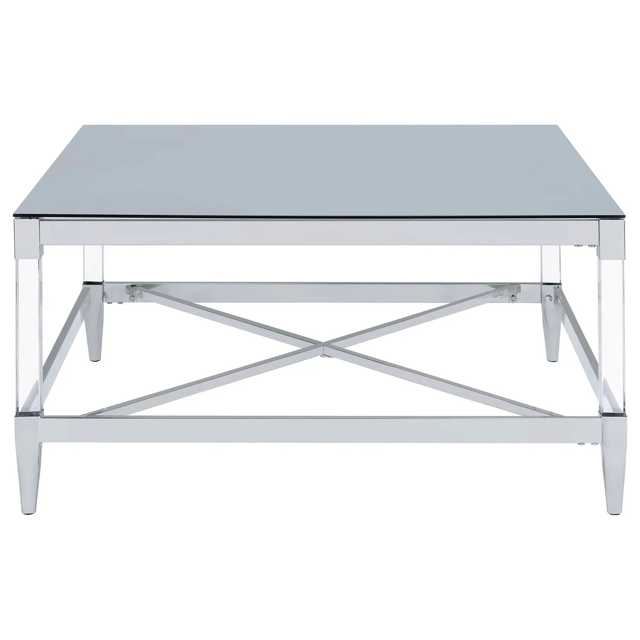 Lindley Square Tempered Mirror Acrylic Coffee Table Chrome by Unique Piece Furniture