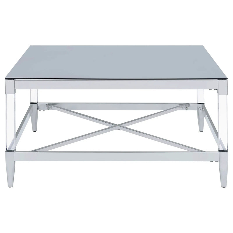 Lindley Square Tempered Mirror Acrylic Coffee Table Chrome by Unique Piece Furniture