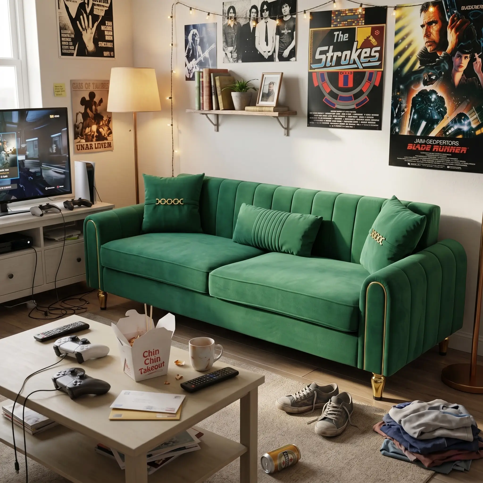 Contemporary Upholstered Sofa Couch - 87.4 Inches by HouseOfZazla
