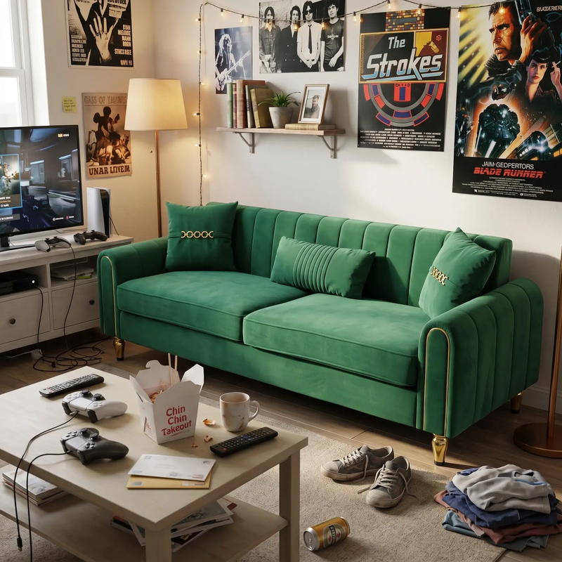 Contemporary Upholstered Sofa Couch - 87.4 Inches by HouseOfZazla