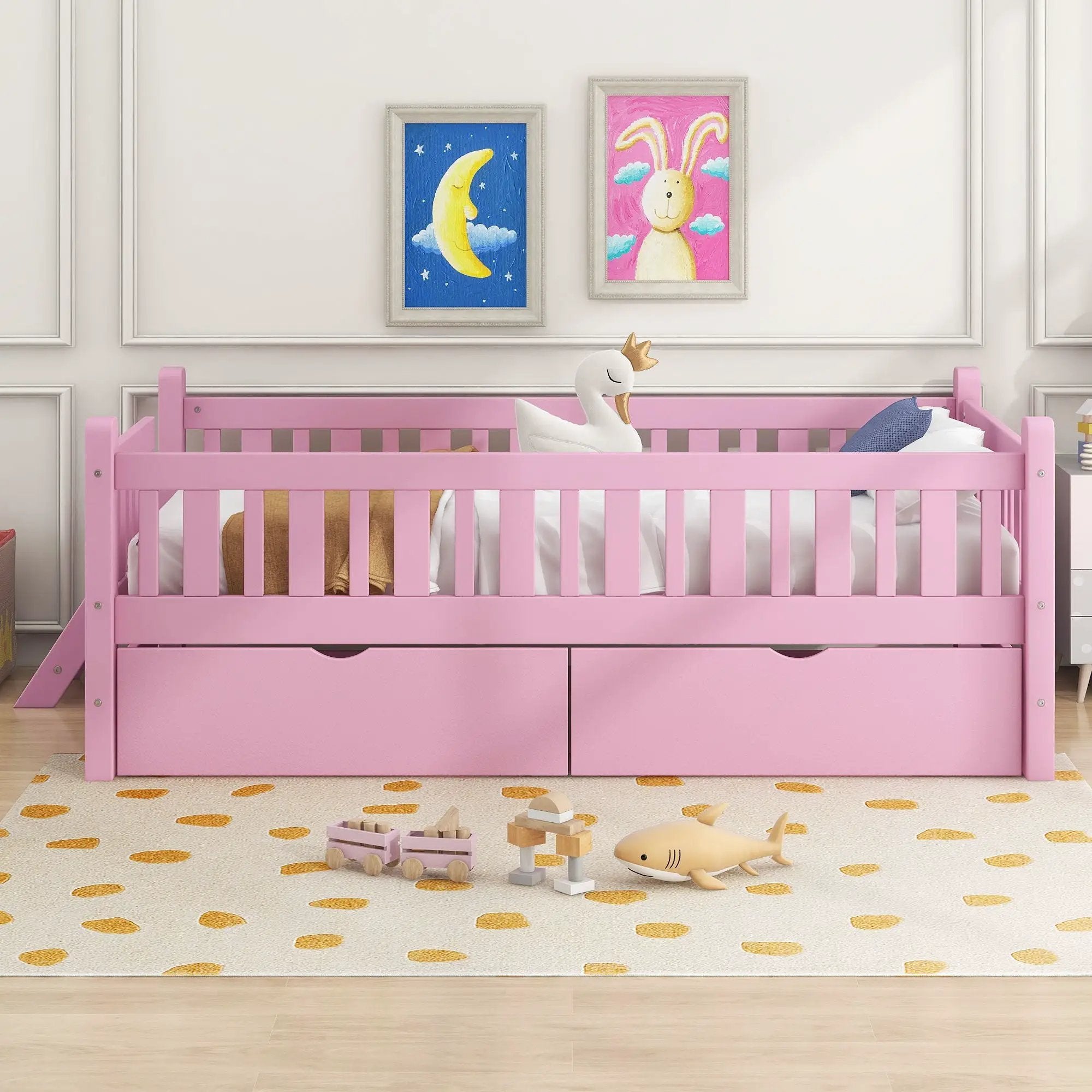 Platform Bed With Guardrail And 2 Drawers by Unique Piece Furniture