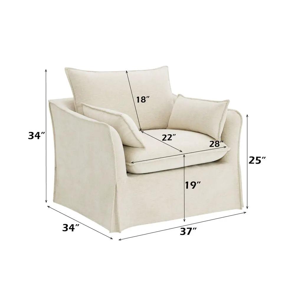 Shane - Chair With 2 Pillows - Beige Linen by Unique Piece Furniture