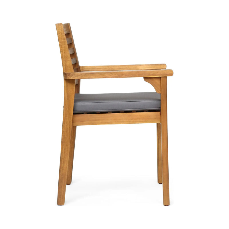 Outdoor Dining Chair With Slat Back And Acacia Wood Frame (Set of 2) - Gray / Teak by HouseOfZazla