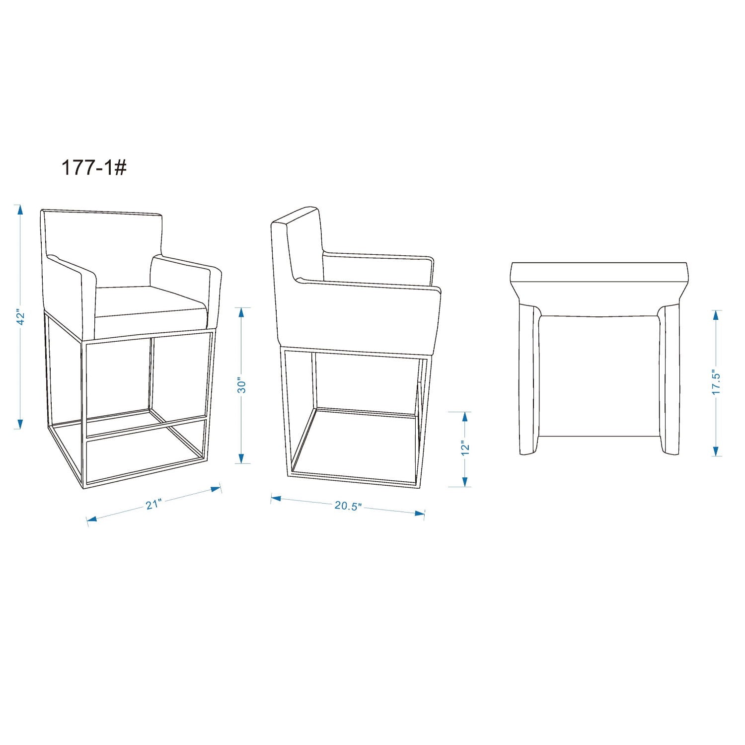 Ambassador - Barstool With Square Frame by HouseOfZazla
