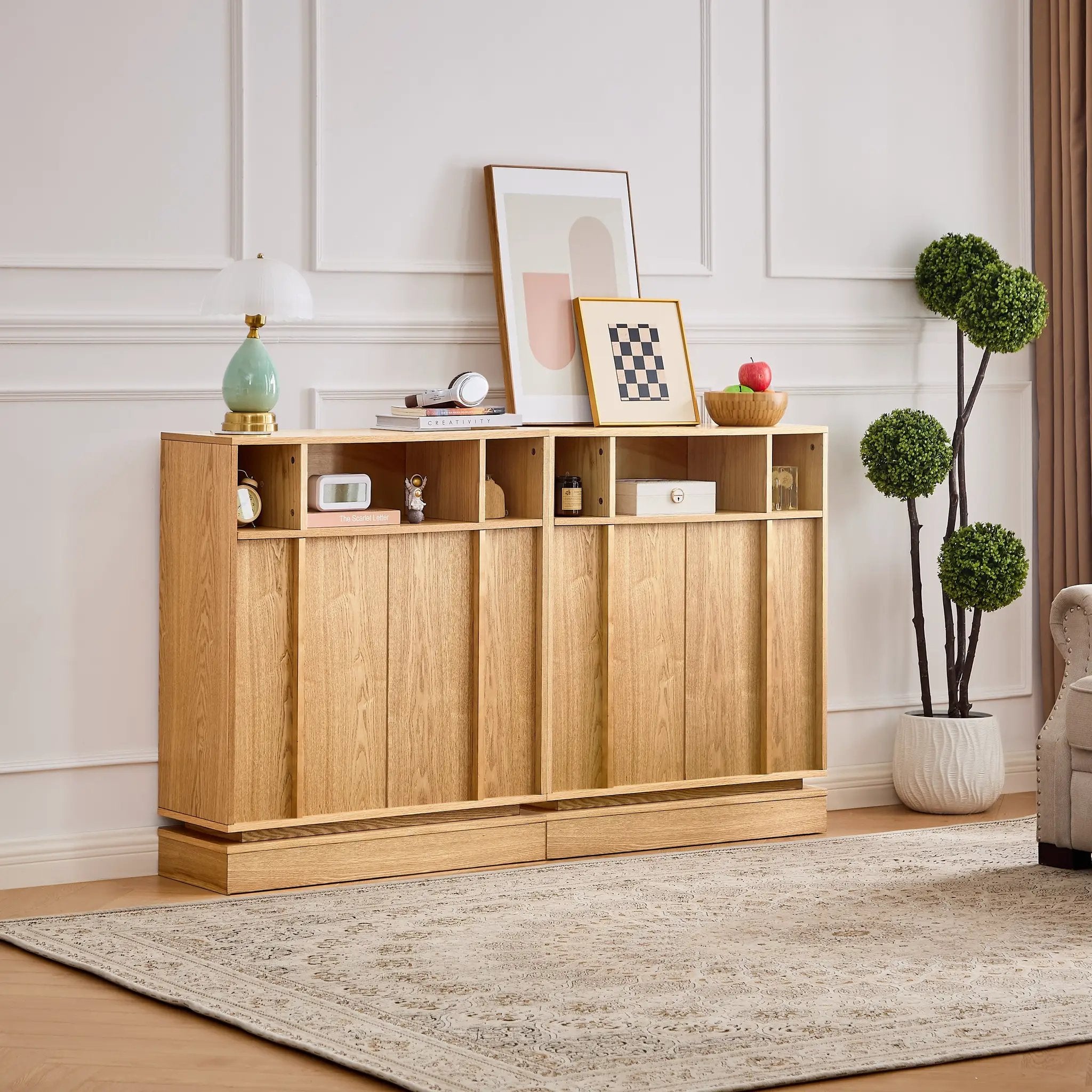 Farmhouse Fluted Sideboard Buffet Cabinet with Storage by HouseOfZazla