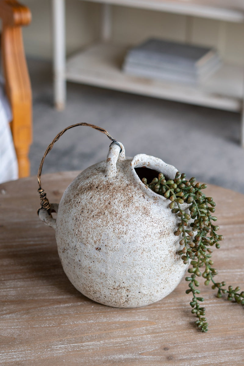 9.8x8.3x10.3" Hand-Pulled Decorative Ceramic Jug with Worn Finish by HouseOfZazla