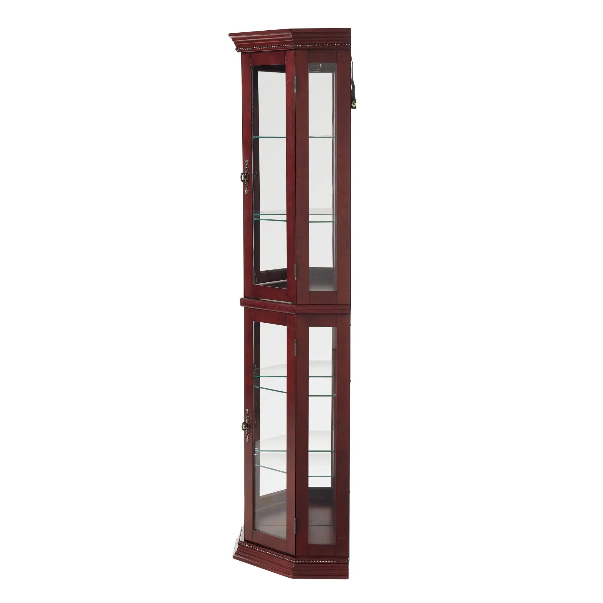 Corner Curio Cabinet With Lights, Adjustable Tempered Glass Shelves, Mirrored Back, Display Cabinet (E26 Light Bulb Not Included) by HouseOfZazla