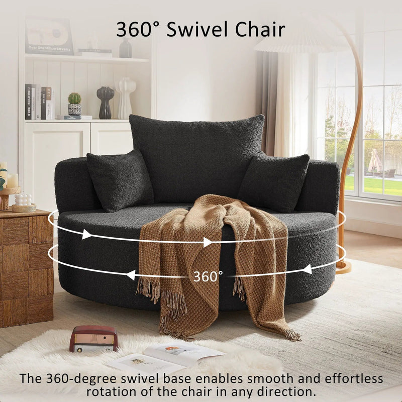 360° Swivel Chair Accent Barrel Chair With Removable Pillows by HouseOfZazla