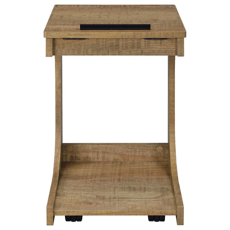 Ralston C-Shaped Lift-Top Sofa Side Table With Casters Mango by Unique Piece Furniture