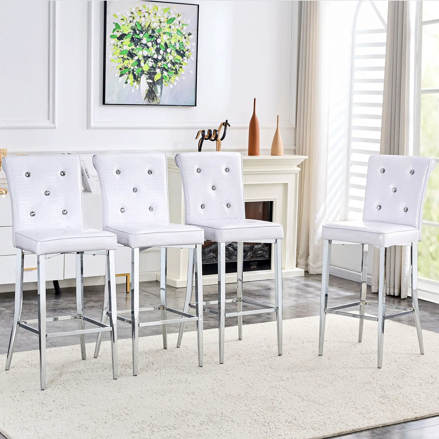 Bar Chairs & Crystal Clasp Design (Set of 2) by Unique Piece Furniture