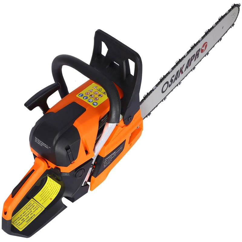 Professional Gasoline Chainsaw 20" 52Cc For Tree And Wood Cutting - Orange by HouseOfZazla