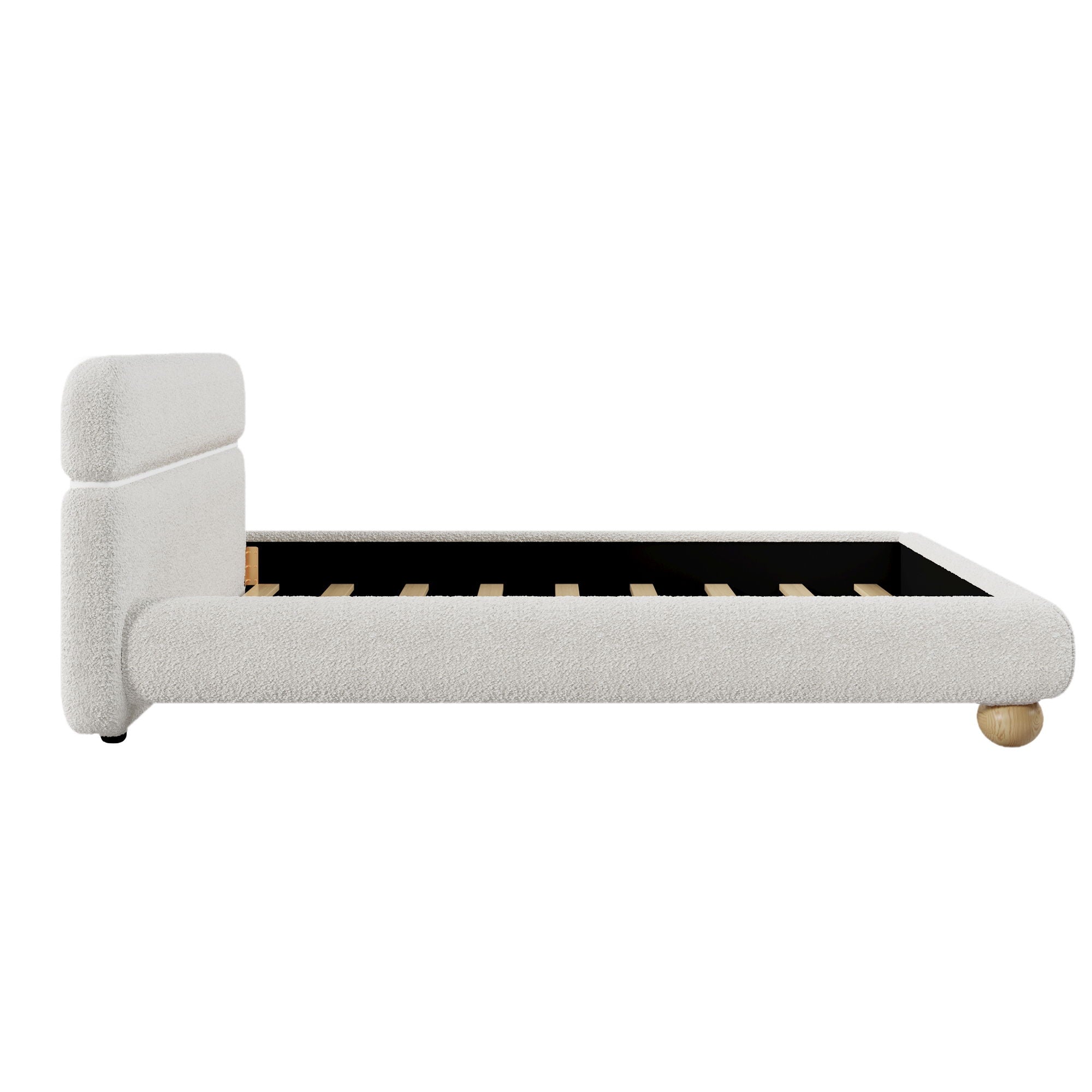 Queen Size Low Profile Upholstered Bed - White by HouseOfZazla