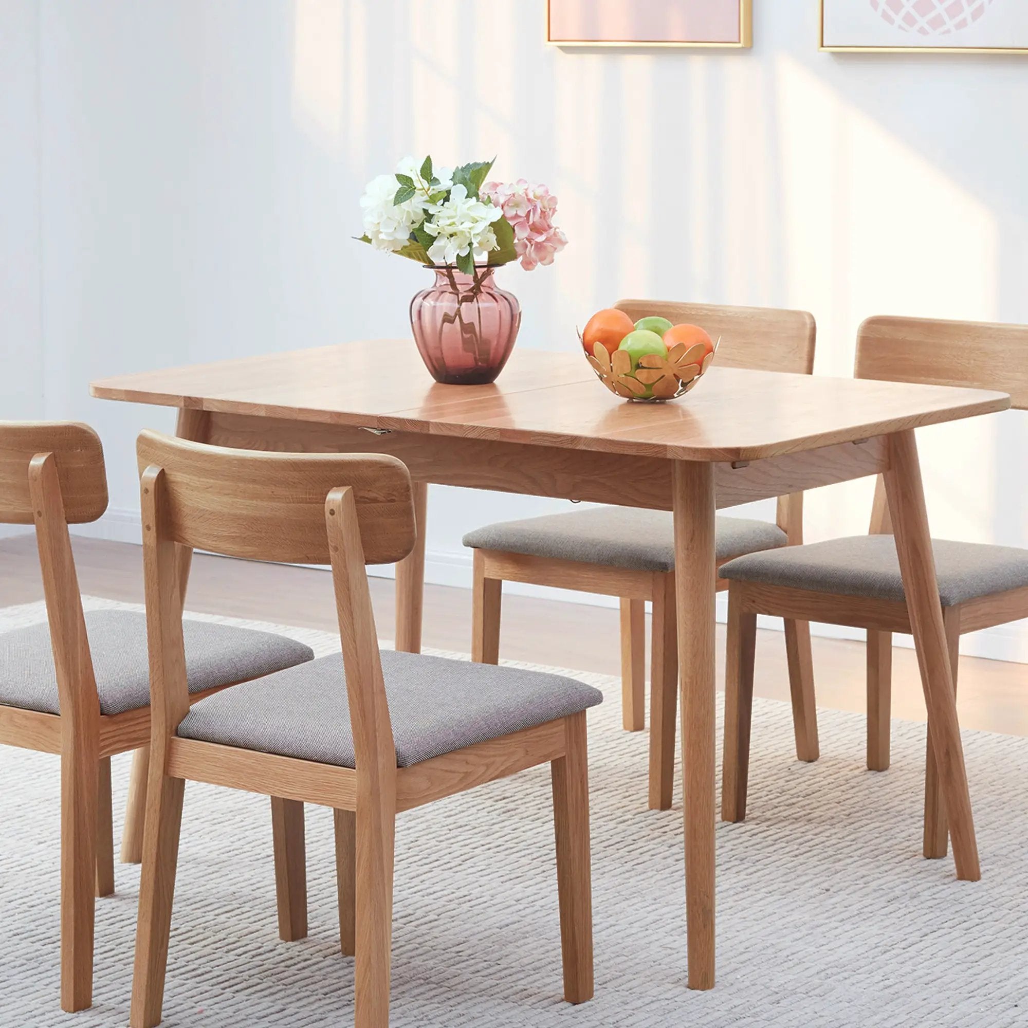 Natural Solid Oak Round Corner Dining Table by BLAKHOM