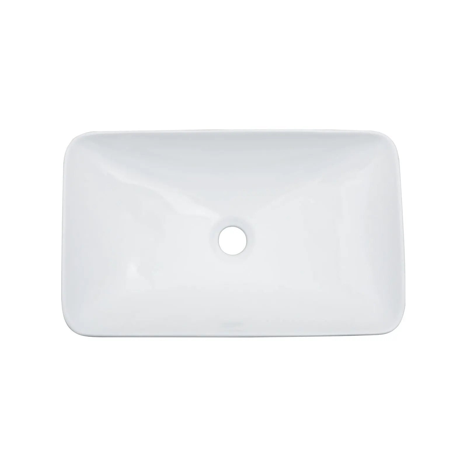 Semi Recessed Bathroom Sink With Vessel Design, Durable Glazed - White / Black by HouseOfZazla