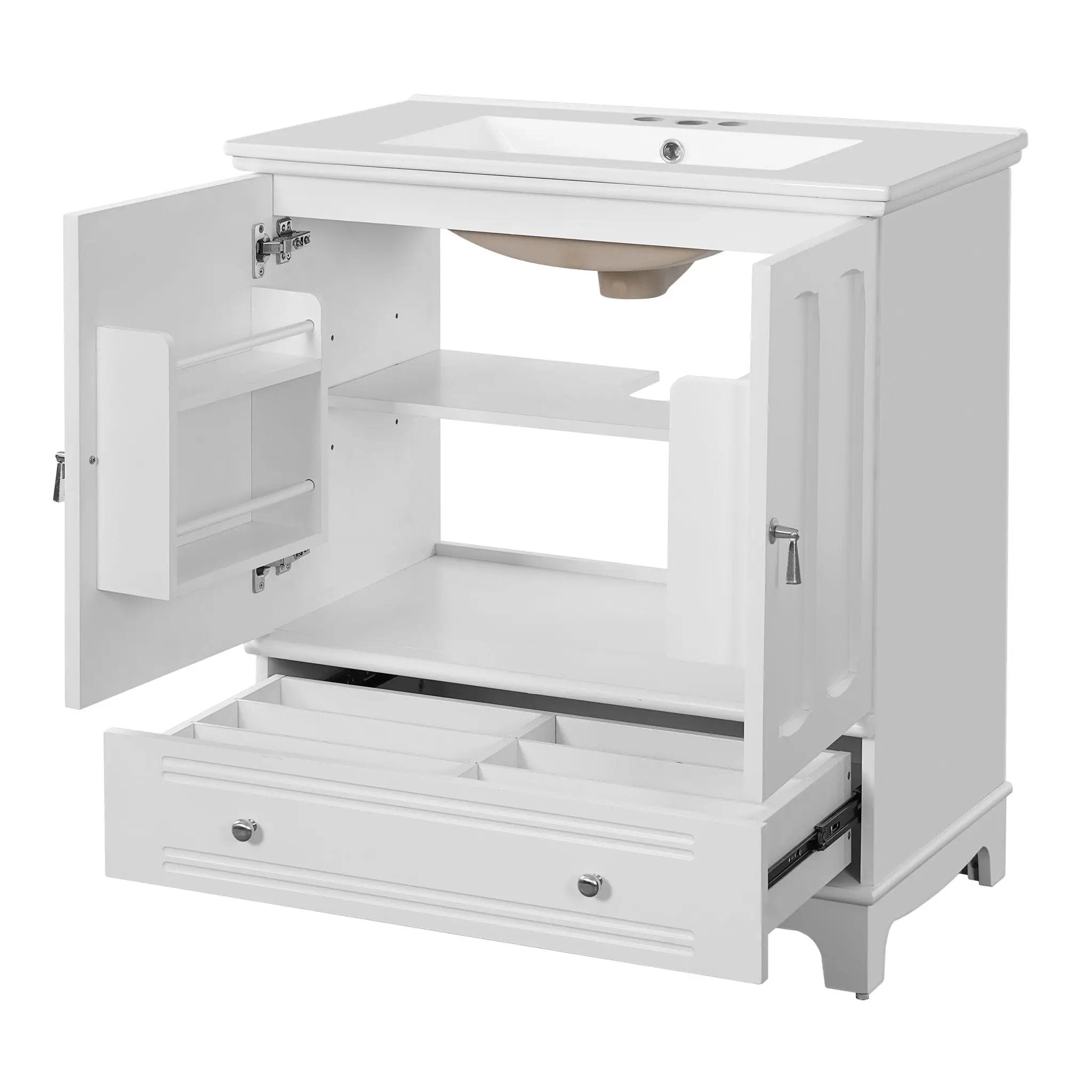 Bathroom Vanity With Sink, Cabinet With Adjustable Shelf And Drawer Divider by HouseOfZazla