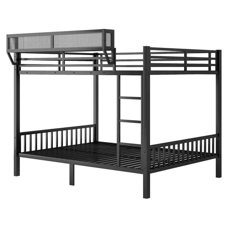 Queen Over Queen Bunk Bed With Ladder And Storage Shelf - Black by Unique Piece Furniture