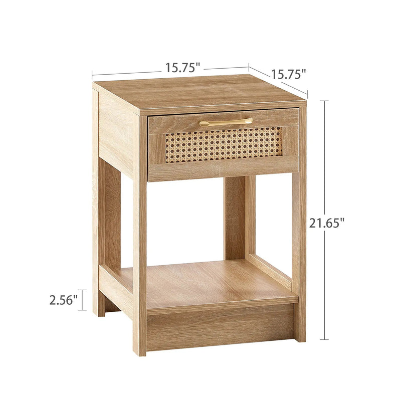 15.75" Rattan End Table With Drawer, Modern Nightstand, Side Table For Living Room, Bedroom by HouseOfZazla