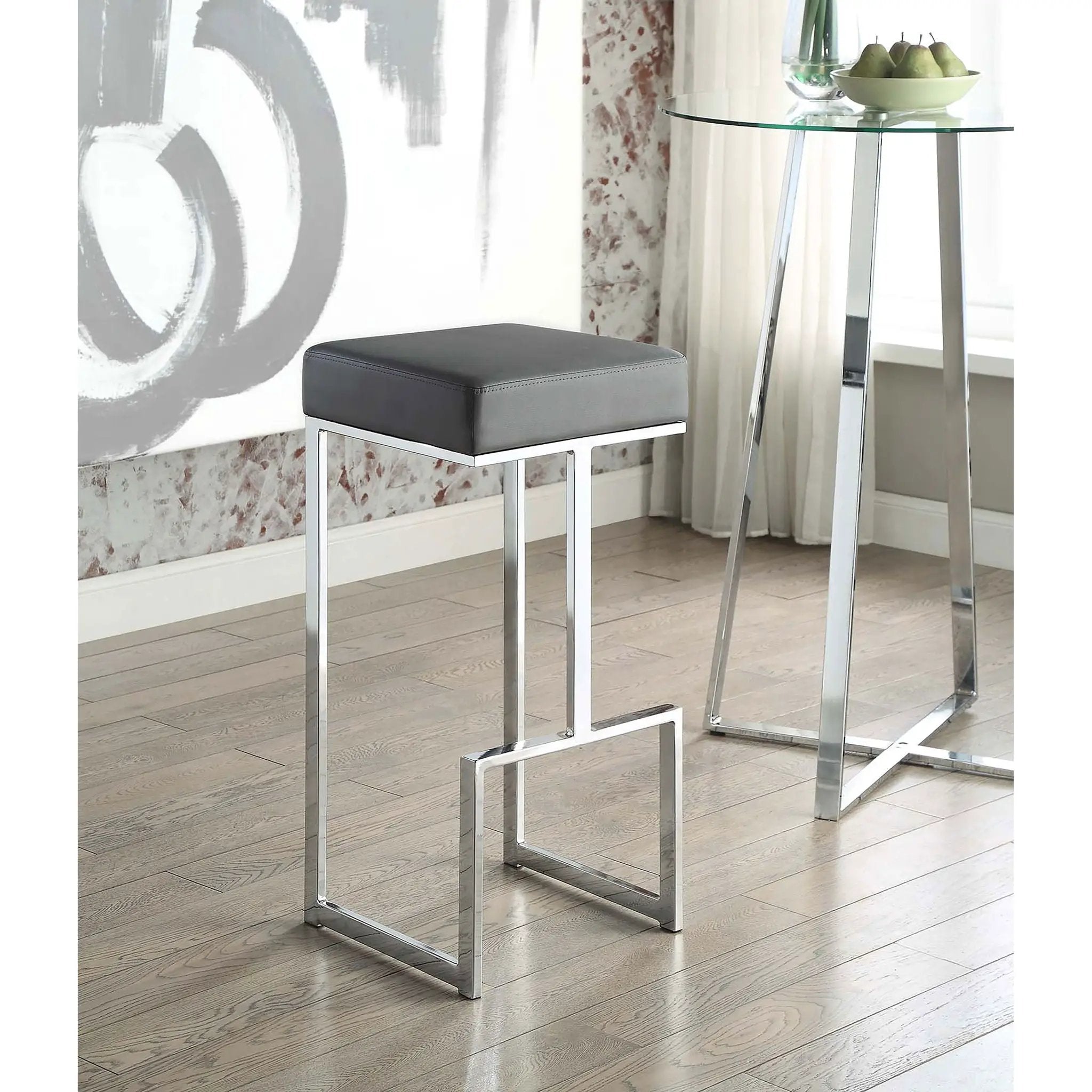 Upholstered Bar Stool With High-Shine Legs by HouseOfZazla
