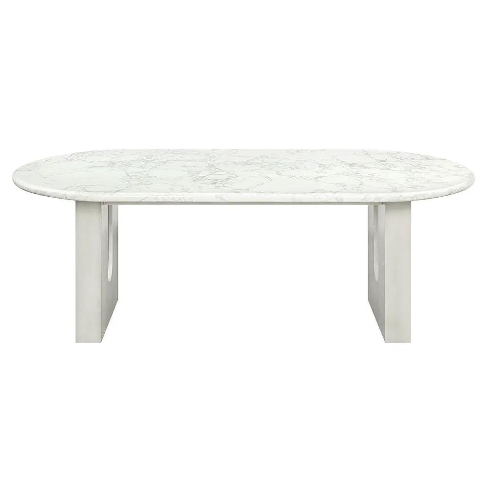 Zayn - Dining Table - White Natrual Marble Top & White by Unique Piece Furniture