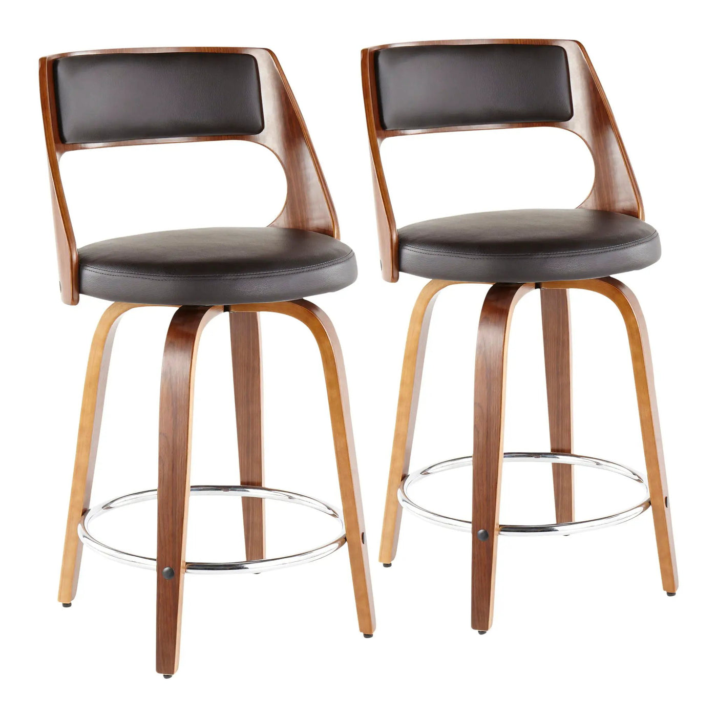Cecina - Mid-Century Modern Fixed Height Counter Stool With Swivel And Round Footrest (Set of 2) by HouseOfZazla
