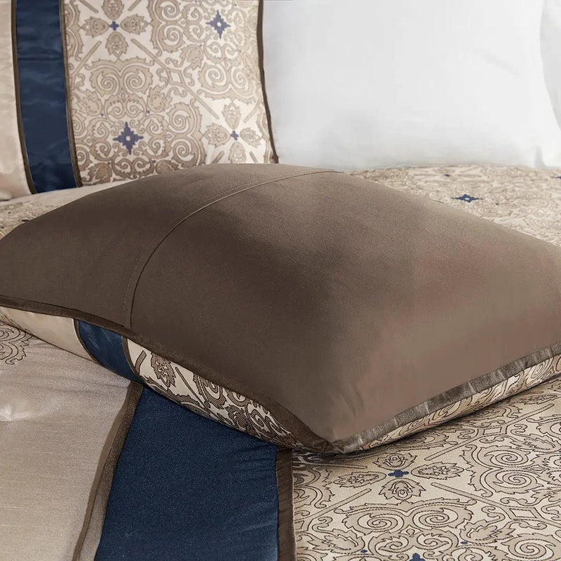 Cal King 7 Piece Jacquard Comforter Set with Throw Pillows by HouseOfZazla