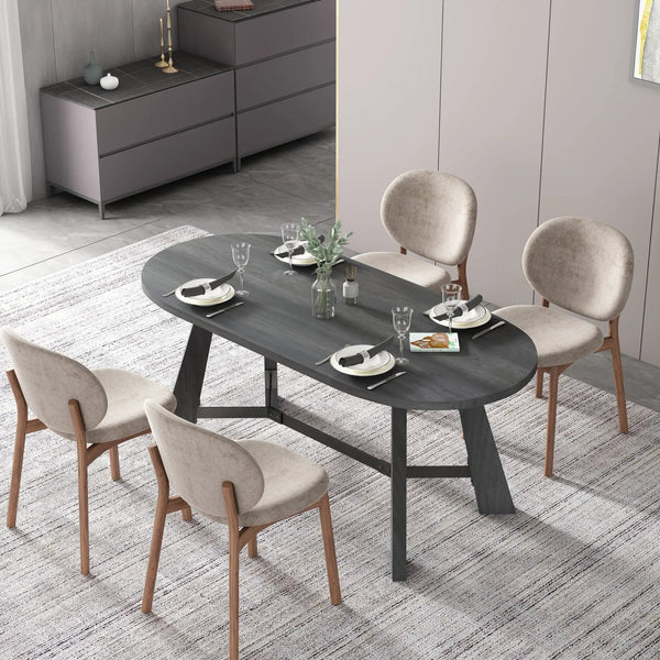 70.86 Inch Oval Dining Table, Rustic Style Dining Room Table