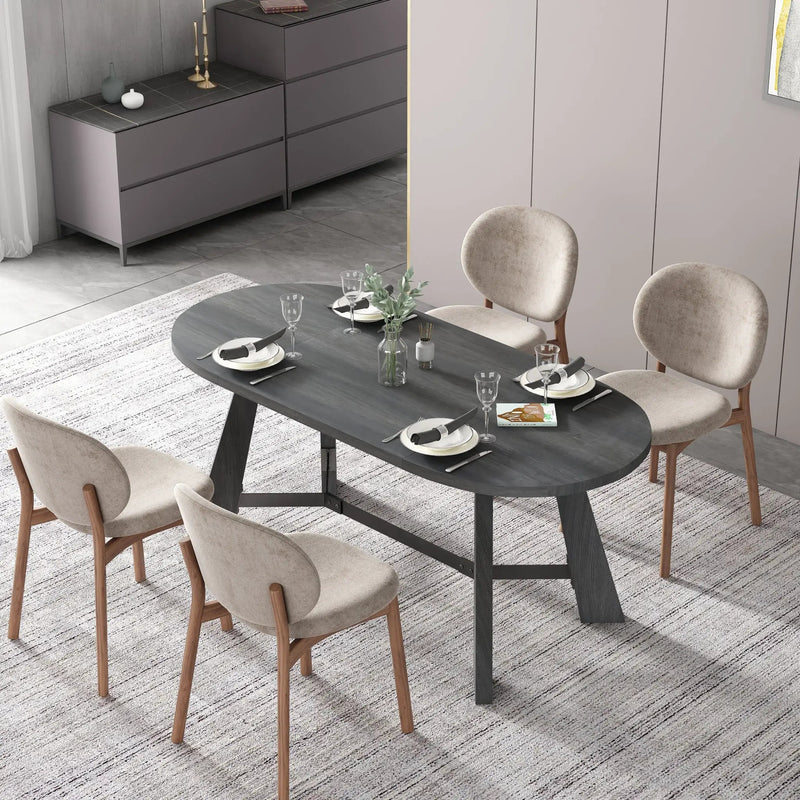 70.86 Inch Oval Dining Table, Rustic Style Dining Room Table by HouseOfZazla