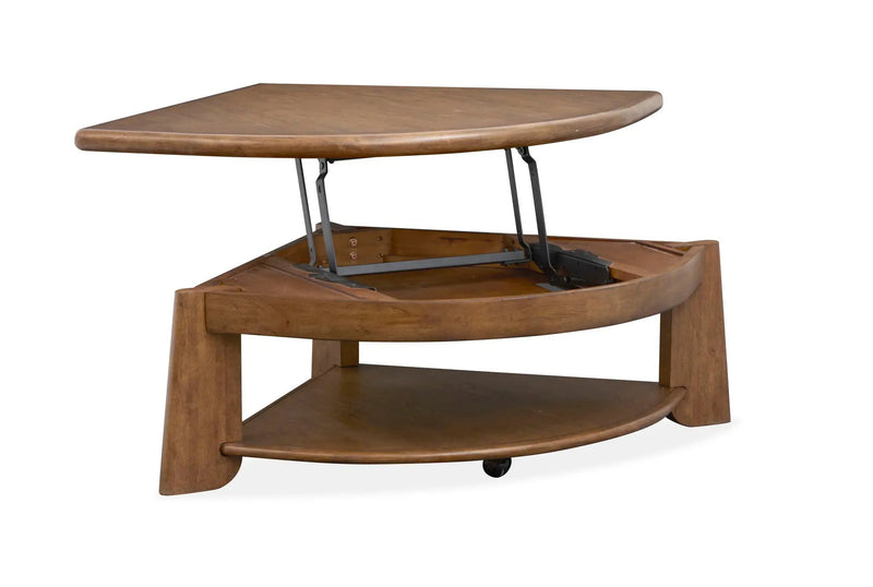 Tanner - Pie Shaped Lift Top Cocktail Table With Casters - Tawny Brown by Unique Piece Furniture